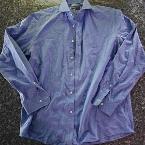 Ralph Lauren Purple Label Blue Plaid Dress Shirt